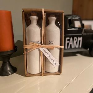 Set of porcelain oil & vinegar bottles